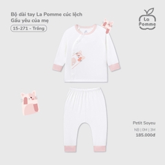 Bộ dài tay La Pomme cúc lệch Gấu yêu của mẹ 15271