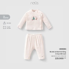 Bộ dài cài lệch kẻ hồng in họa tiết noel