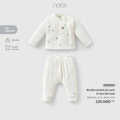 Bộ dài cài lệch kẻ xanh in họa tiết noel