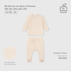Bộ dài tay cúc lệch La Pomme dệt vân chìm gấu nhỏ