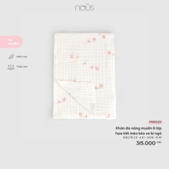 Khăn đa năng muslin 6 lớp họa tiết mèo kéo xe bí ngô