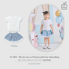 Bộ váy áo cộc tay La Pomme bèo nhún bồng bềnh