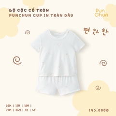 Bộ cộc cổ tròn Punchun Cup in tràn dâu