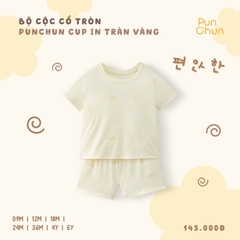Bộ cộc cổ tròn Punchun Cup in tràn vàng