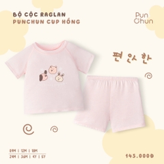 Bộ cộc raglan Punchun Cup hồng
