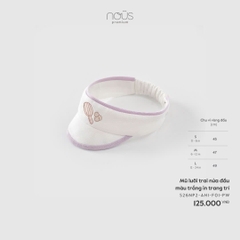 Mũ lưỡi trai nửa đầu màu trắng in trang trí