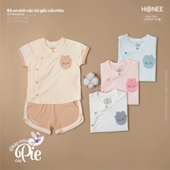 Bộ sơ sinh cộc túi gấu cài chéo 7195