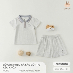 Bộ cộc polo cá sấu cổ trụ kéo khóa HCT12