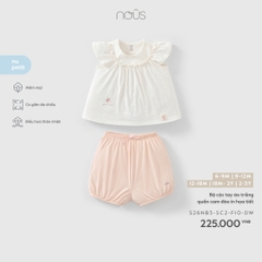 Bộ cộc tay áo trắng quần cam đào in họa tiết