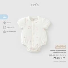 Bodysuit cộc tay cài thẳng màu trắng in họa tiết