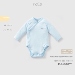 Bodysuit dài tay cài lệch màu xanh