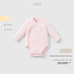 Bodysuit dài tay cài lệch màu hồng