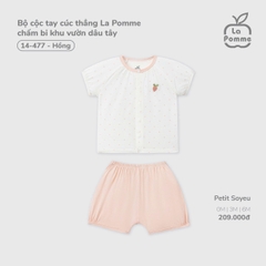 Bộ cộc tay cúc thẳng La Pomme chấm bi khu vườn dâu tây