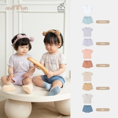 Bộ cộc tay Mềm Mịn by La Pomme vải phối họa tiết cá tính