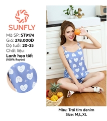 Bộ Sunfly lanh lụa áo dây quần sooc ST9174