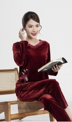 Bộ Sunfly nhung tuyết áo dài q.dài SP2210
