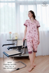 Bộ lụa ngố  Cánh bướm nâu pizama - GK 102