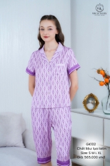 Bộ lụa ngố  Cánh bướm nâu pizama - GK 102