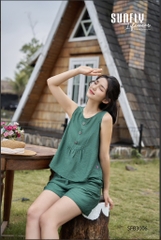 Bộ sun fly LINEN,áo sát nách ,quần đùi- Sfb 3006