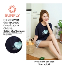 Bộ Sunfly cotton áo cộc q,sooc kate ST9186