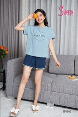Bộ Sunfly cotton quần soóc áo cộc tay ST8982