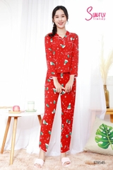Bộ Pijama lụa áo dài quần dài st8545