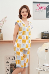 Bộ sunfly lanh áo tay hến quần lửng ST9060