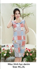 Bộ sun fly lanh họa tiết  ,áo sát nách  ,QL -ST9189