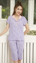 Bộ sunfly pijamas lanh áo cộc q.ngố ST9148