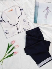 Bộ Sunfly pijama lụa satin ht tay lỡ q.dài ST9204
