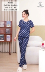 Bộ Lụa satin tiền xu. QD áo tay cộc -GK 86