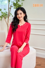 bộ sunfly cotton áo tay lỡ quần dài SP2061
