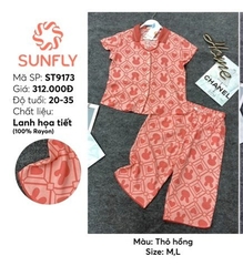 Bộ Lanh lụa Sunfly ,áo tay cộc QL. ST9173