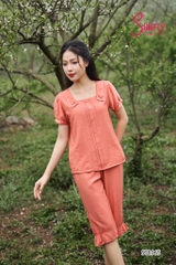 Bộ sunfly linen áo cộc quần ngố ST8965