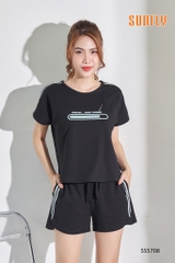 Bộ sunfly thể thao cotton quần sóc áo cộc SS5708