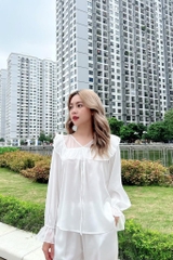 Bộ lụa trơn bèo QD áo tay dài LYTREND- BN79