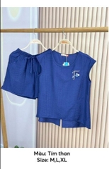 Bộ sun fly LINEN,áo tay chờm  ,quần đùi- ST9166