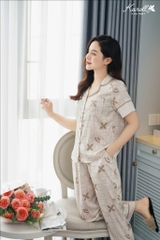 Bộ karol Lụa LUXURY, áo tay cộc ,QD- NH24.002