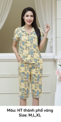 Bộ Sunfly lanh ht áo cộc q.ngố ST9178