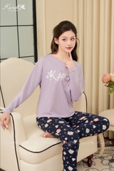 Bộ karoll thu đông, cotton MÈO  - DK 39.23