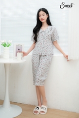 Bộ thô kẻ áo cộc quần lửng s24-263