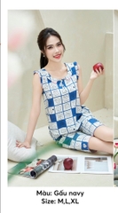 Bộ sun fly lanh họa tiết  ,áo sát nách  ,QL -ST9189