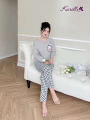 Bộ karoll thu đông, cotton pha thô  - DK 09.23