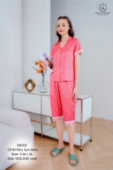 Bộ lụa ngố  Cánh bướm nâu pizama - GK 102