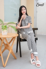 Bộ pizama lụa ZZ quần dài,cộc tay S24-209