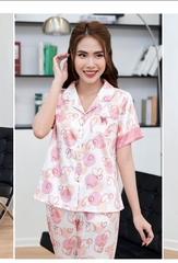 Bộ sun fly lụa QD,áo cộc tay ST9096