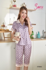 Bộ sunfly lụa aos cộc quần ngố ST8963