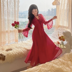 váy ngủ lụa pha ren dáng dài