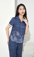 Bộ Sunfly pijama lụa satin tay cộc q.dài ST9202