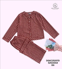 Bộ GK cotton kẻ caro dài -  GK25207